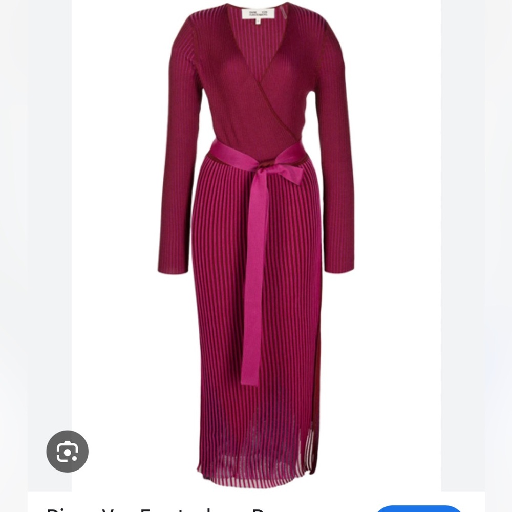 DIANE VON FURSTENBERG Dara Ribbed-Knit Midi Wrap Dress size XS